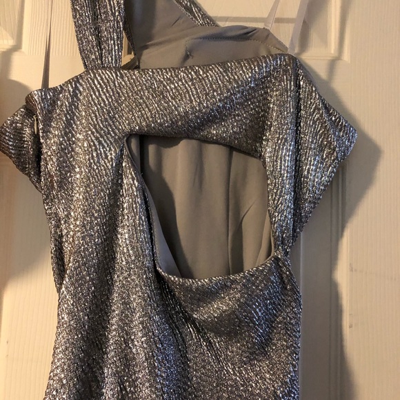 Silver One Shoulder Short Party Dress - Picture 3 of 3